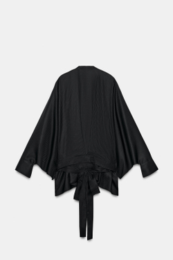 ZARA РУБАШКА С ПОЯСОМ — ZW COLLECTION, ЧЕРНЫЙ
