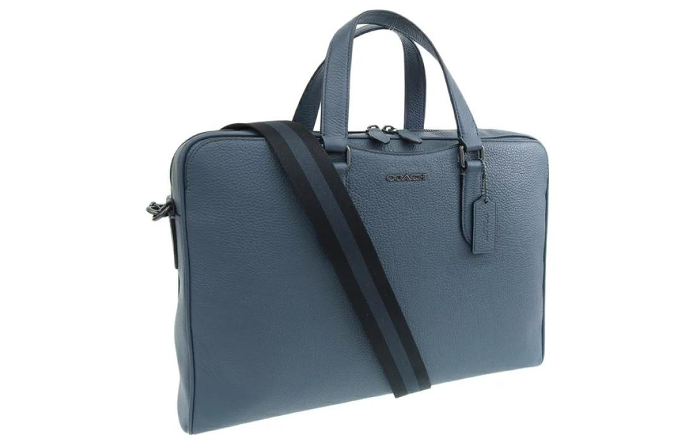COACH Leather Crossbody Bag, Laptop Bag, Briefcase Large Men"s Blue