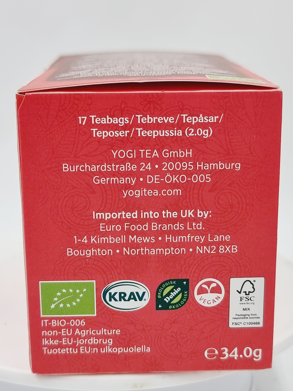 Чай травяной Yogi Tea Immune Support аюрведическая смесь с витамином С, 17 пакетиков, 34 г (из Финляндии)