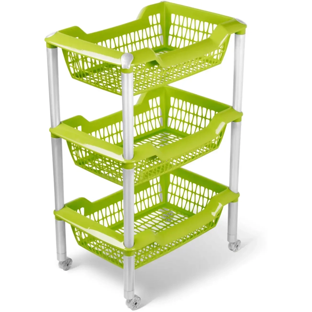 Этажерка универсальная на колёсиках «Джета» 3 корзины, цвет оливковый, 44*30,4*66,5см С735ОЛВ