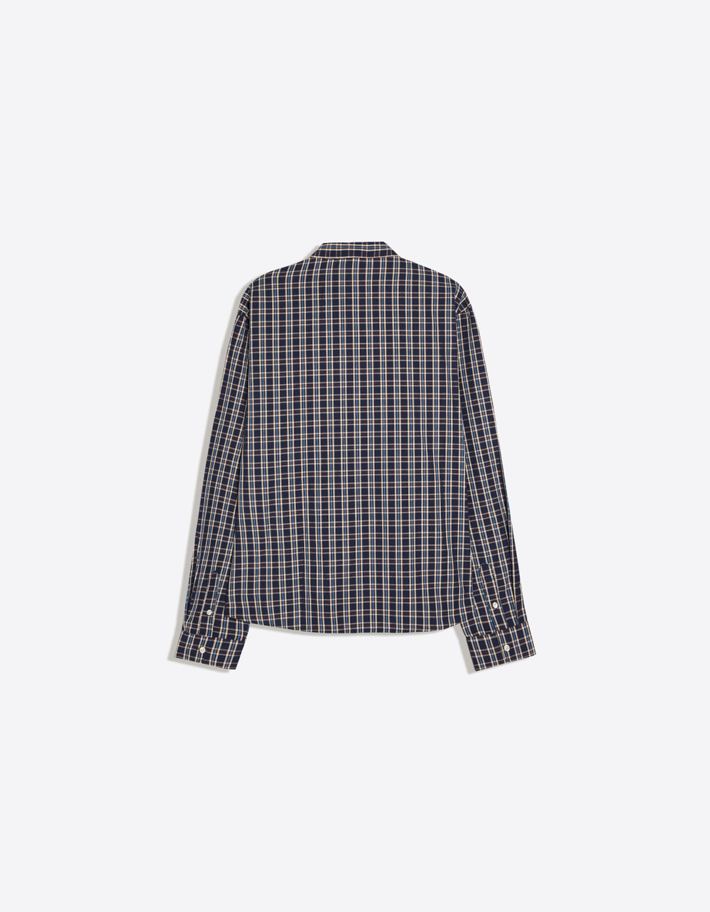 Мужская клетчатая рубашка с длинным рукавом и вышивкой - BERSHKA