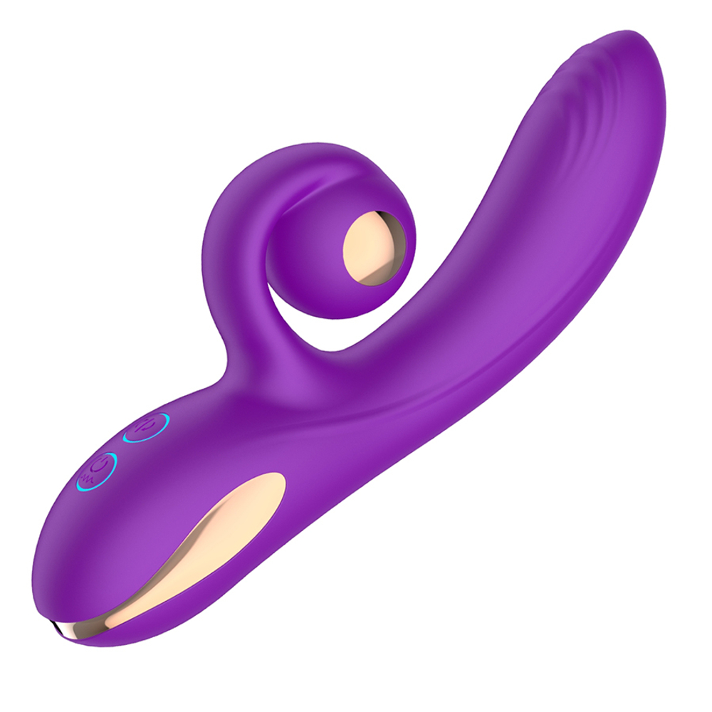 Фиолетовый вибратор-кролик 18,6см с функцией вращения Secwell Bean Sprout Twisting Vibration G-spot Massager Purple SW3052