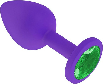 Маленькая фиолетовая пробка с зеленым кристаллом ONJOY Silicone Collection (Цвет: фиолетовый с зеленым)