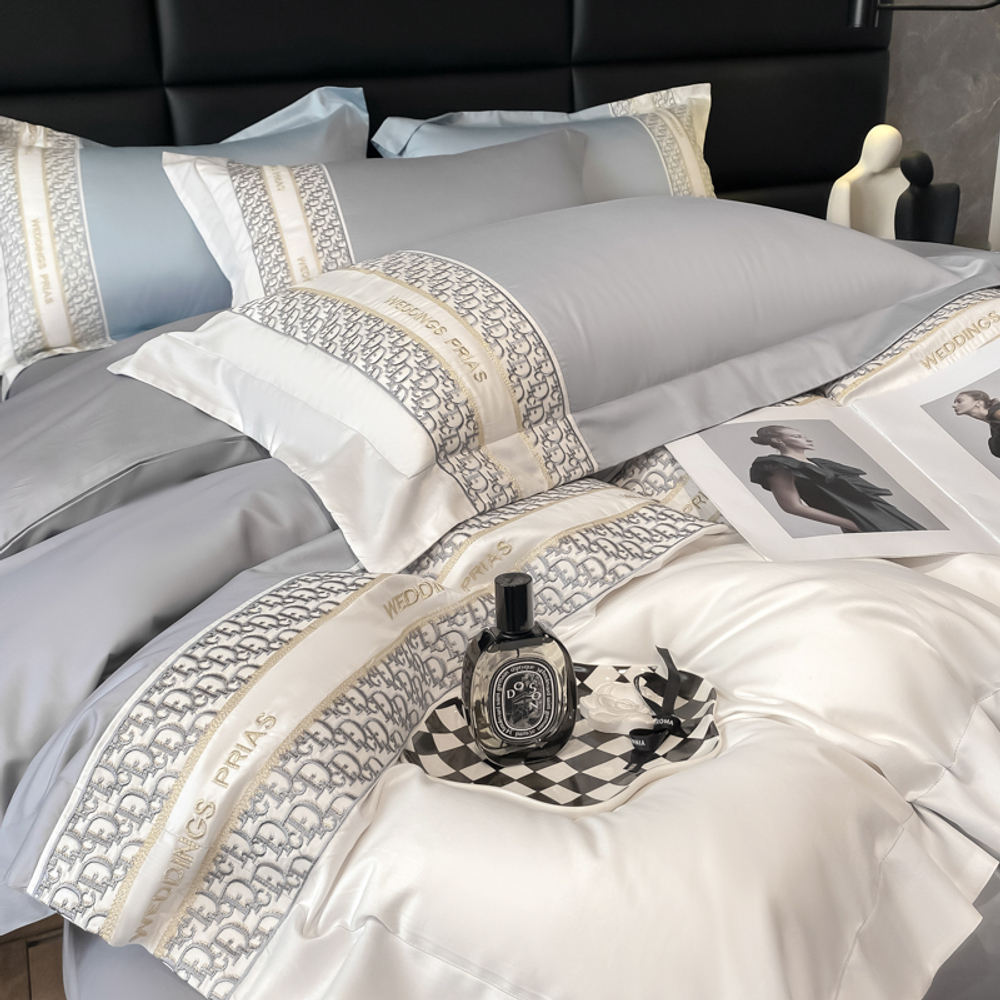 ZEPHYR HOME Постельное белье на двуспалку Египетский хлопок 100s Dior голубой