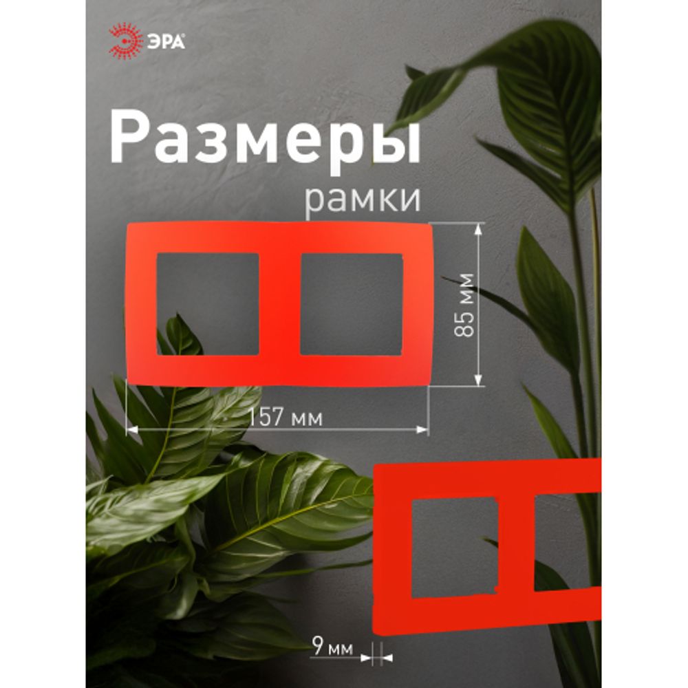 12-5002-23 ЭРА Рамка на 2 поста, Эра12, красный | Розетки и выключатели