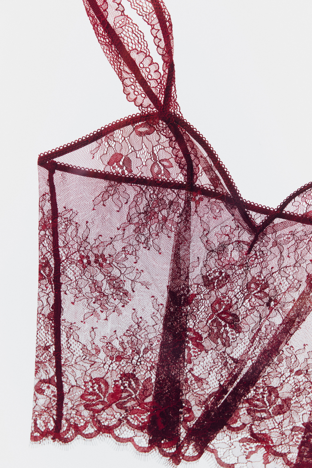 Короткий кружевной топ — вырез-сердечко - H&M