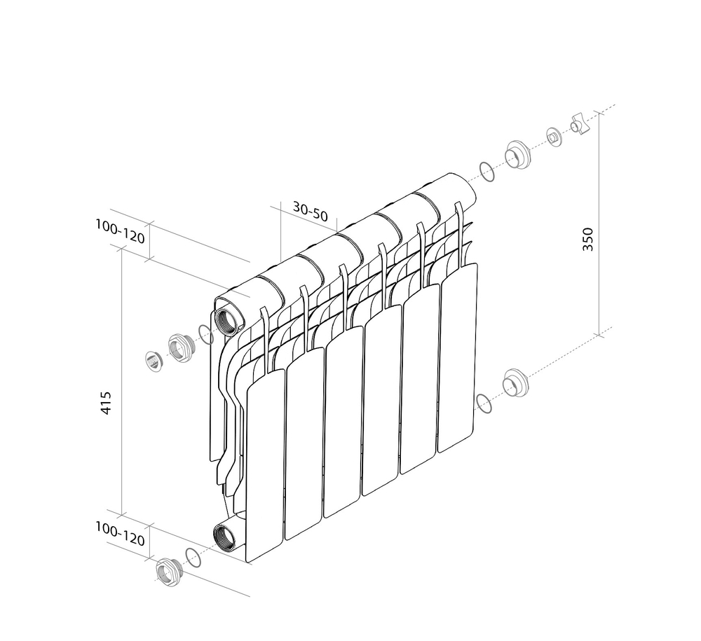 Биметаллический радиатор Royal Thermo Revolution Bimetall 350 (12 секции)