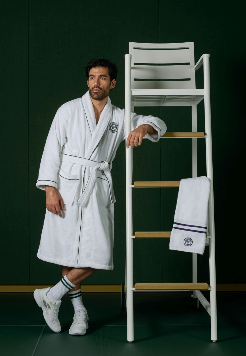 Полотенце теннисное Wimbledon Cotton Terry Baseline Robe - white/purple