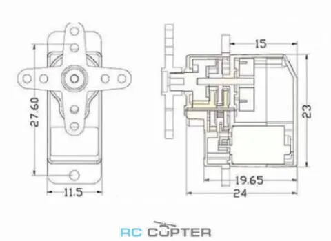 Сервопривод EMAX ES08A (1.5-1.8 кг/см, 0.12-0.10 сек/60°, 8.5г)