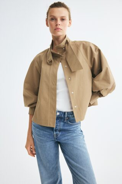 Куртка оверсайз из габардина — Светло-бежевый - H&M