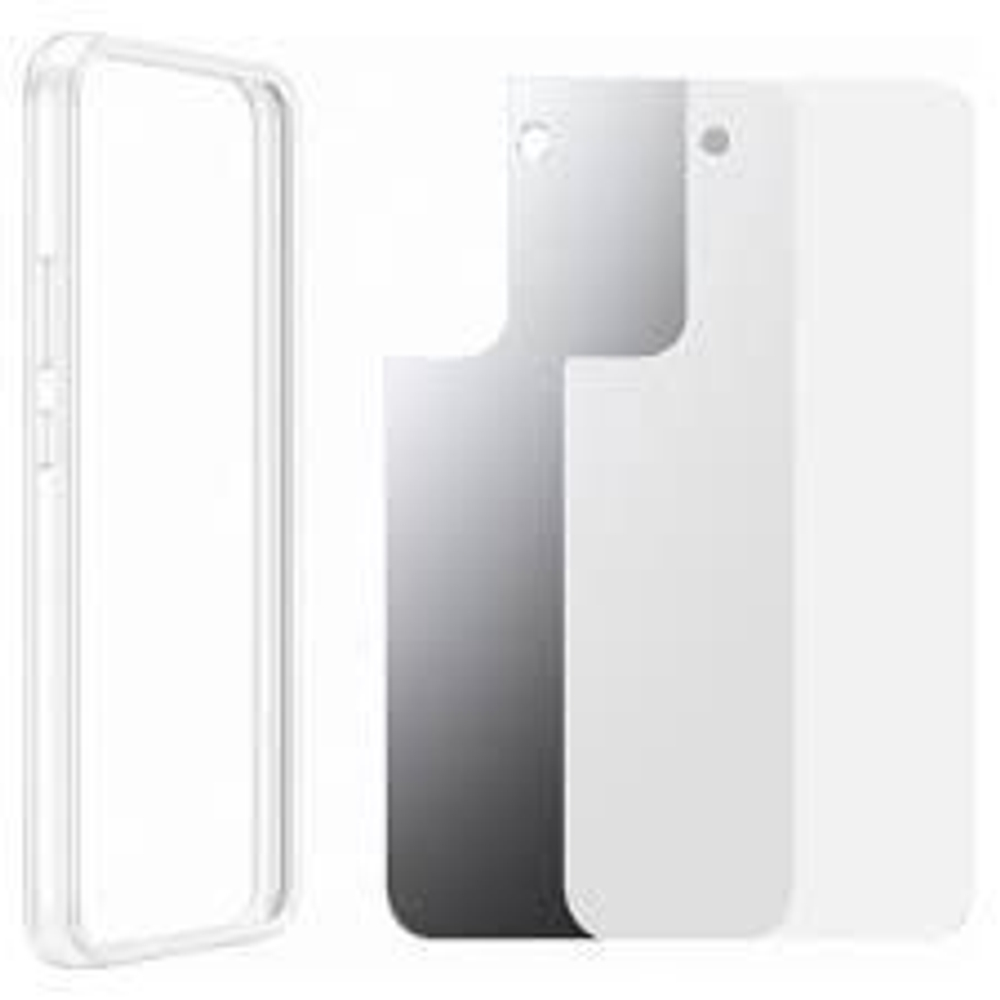 Чехол для телефона Galaxy S22+, прозрачный с синей рамкой (Из Финляндии)