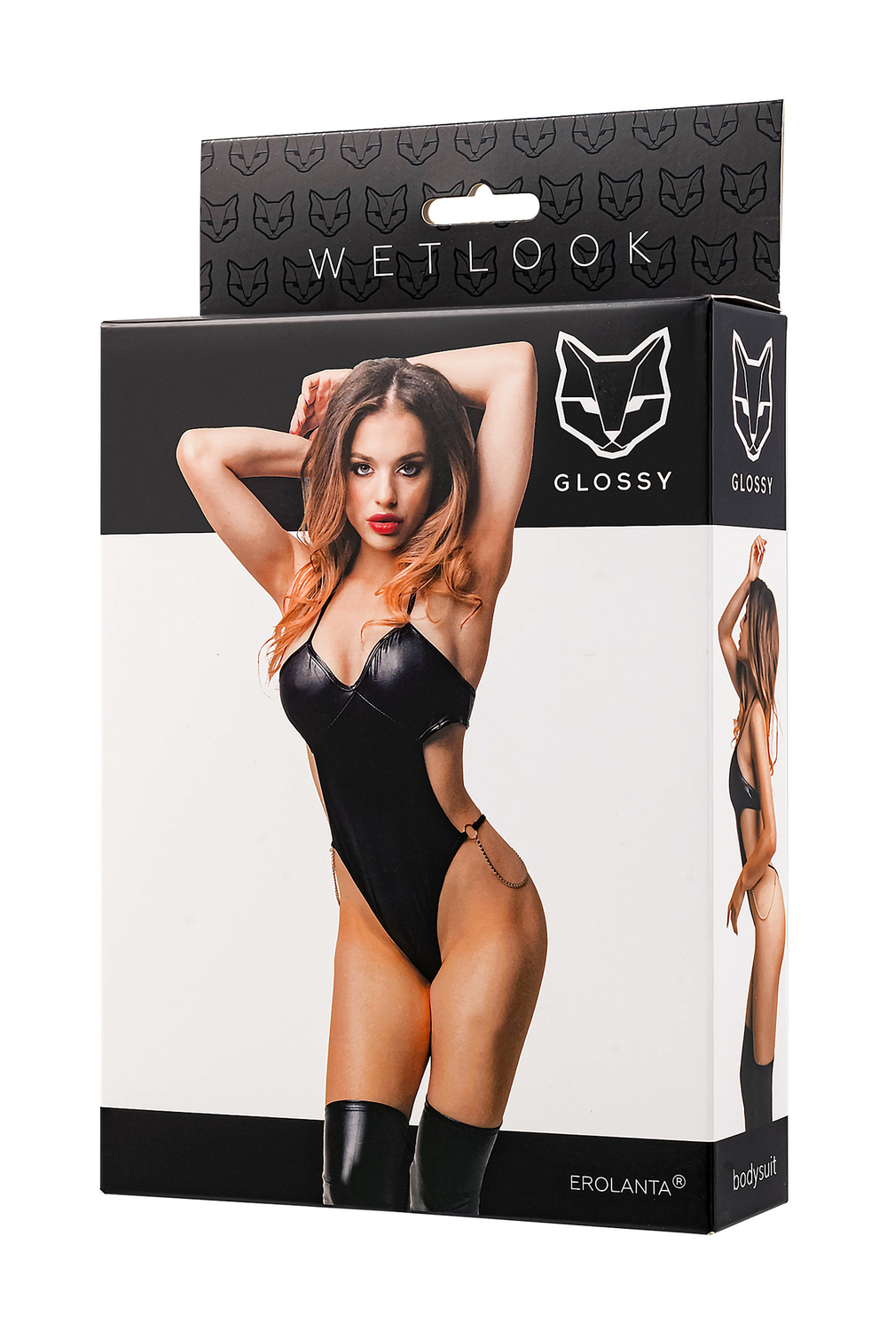 Боди Glossy Reina из материала Wetlook черное S