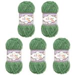 Пряжа Alize (Ализе) Velluto / уп.5 мот. по 100 г, 68м, 532 зеленая трава A