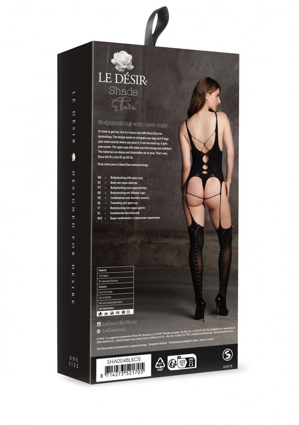 Роскошный боди-комбинезон Elara VII Bodystocking with Open Cups (Размер: S-M-L) (Цвет: черный)