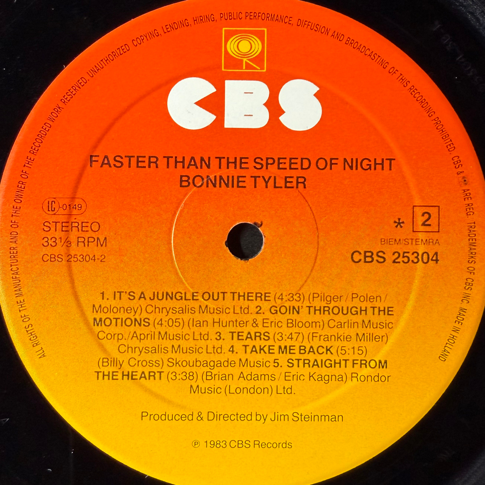 Bonnie Tyler - Faster Than The Speed Of Night (Голландия 1983г.)