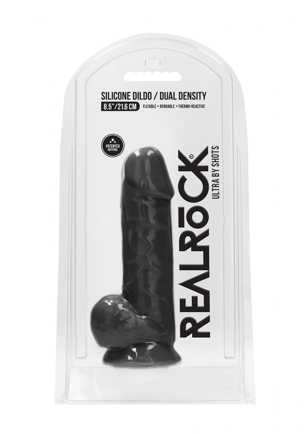 Черный фаллоимитатор Realistic Cock With Scrotum - 21,5 см. (Цвет: черный)