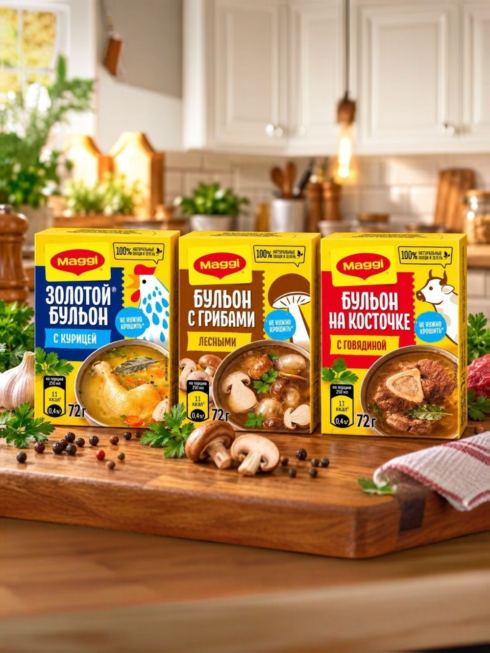 Бульон MAGGI ассорти 3 вкуса, по 72 г
