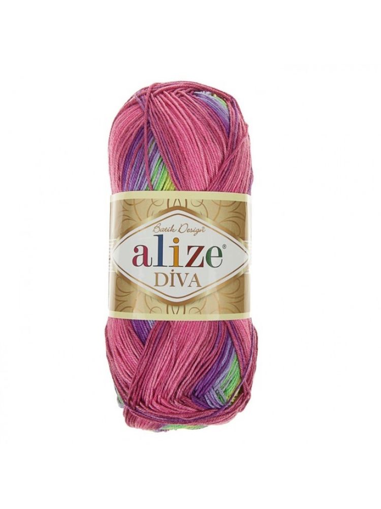 ALIZE "DIVA BATIK, 100% Микрофбира акрил, 100 гр, 350 м, розовый/фиолетовый/салат