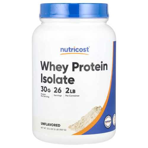 Nutricost, Изолят сывороточного протеина, без добавок, 907 г (2 фунта)