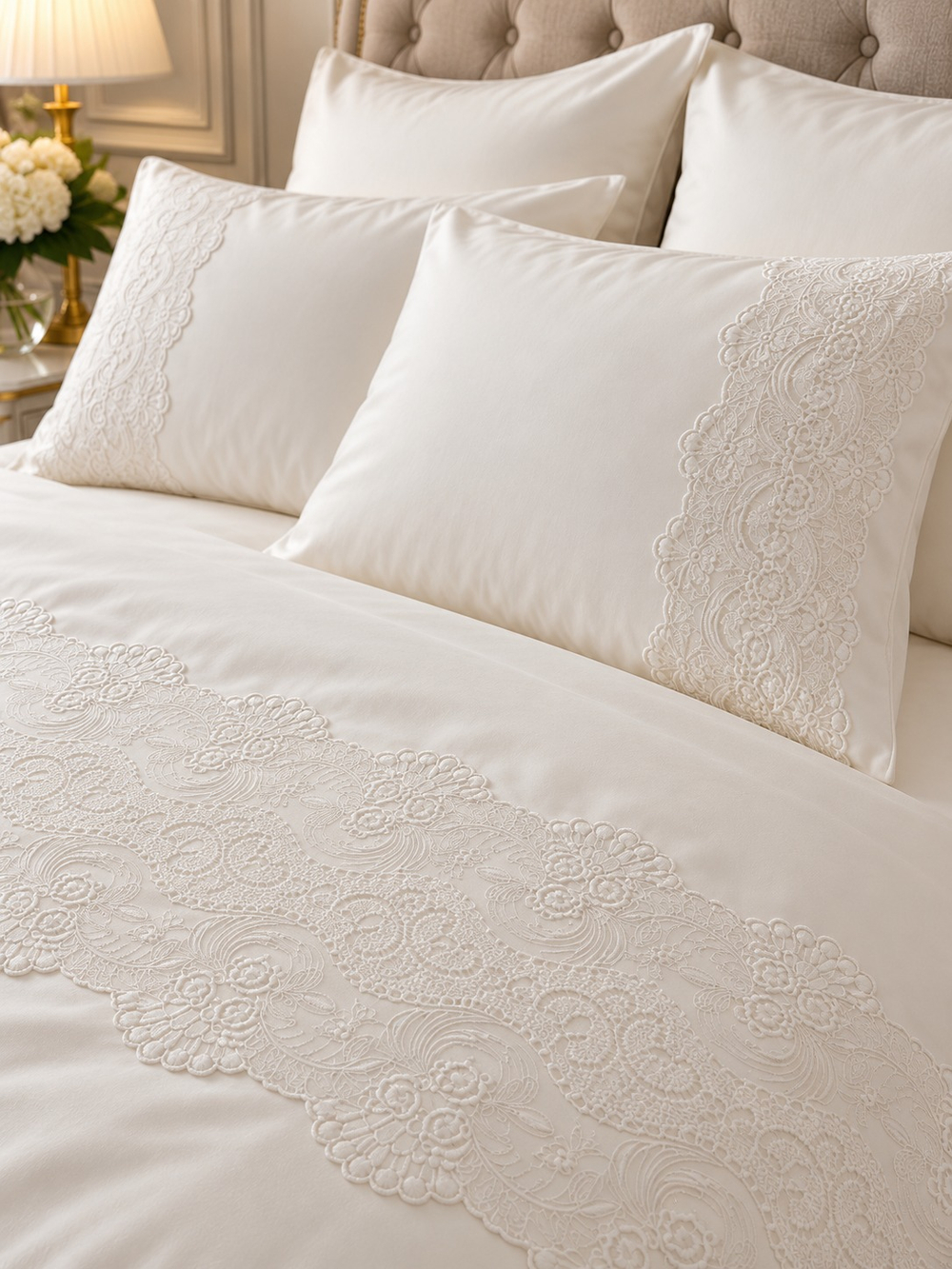 Gelin Home КПБ 6 пр. GULRU кремовый цвет пододеяльник 200*220, простынь 240*260, наволочки 50*70 2шт, декоративные наволочки 50*70 2шт GLNN128 (2) — фото 2