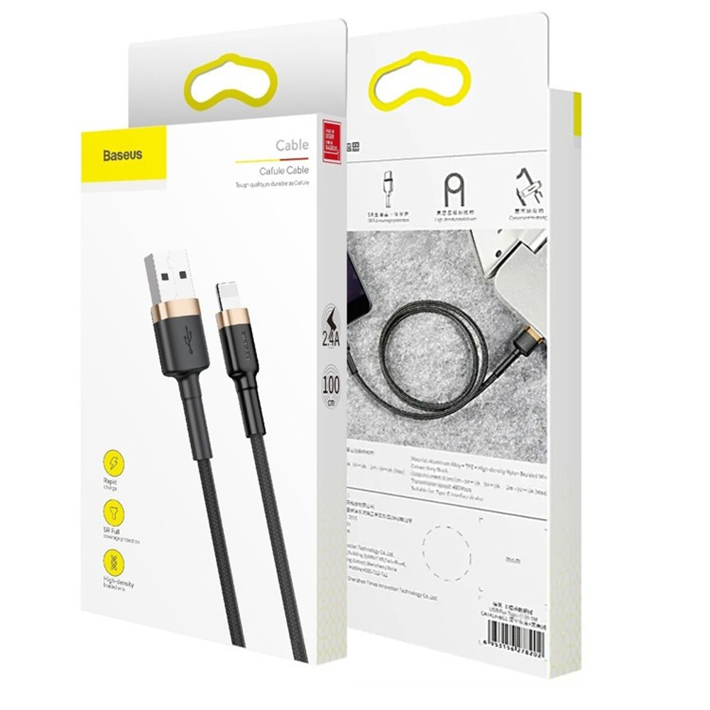 Usb Кабель-зарядка Lightning Baseus Cafule 1м (CALKLF-BV1) черно-золотистый