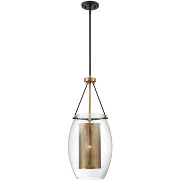 replica light Dunbar 1 Light 12 inch Warm Brass with Bronze accents Pendant Ceiling Light