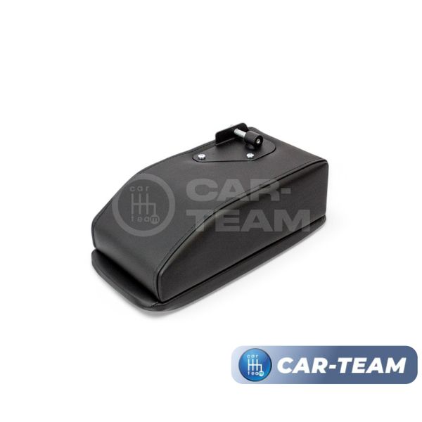 Подлокотник с боксом Hyundai Solaris (с 2010-2017 г.в) Kia Rio 3 (2011-2017г.в.) из экокожи с узором - красный ромбик, (без регулировки сиденья по высоте), "Аламар"