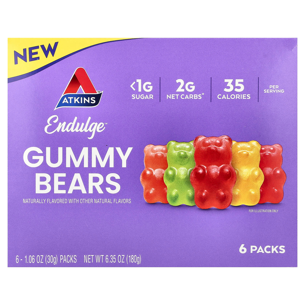 Atkins, Endulge ™, жевательные мишки, 6 пакетиков по 30 г (1,06 унции)