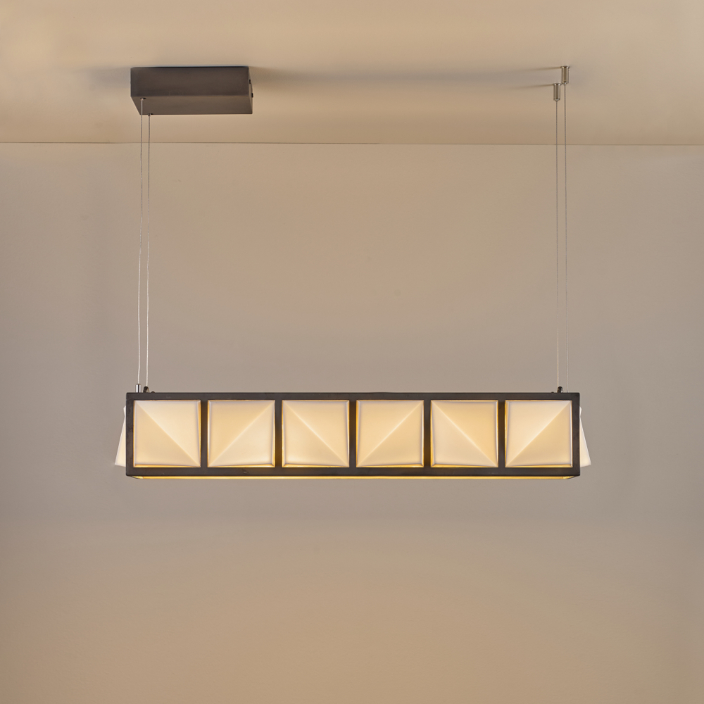 Подвесной светильник Original BTC Davey Lighting Tiled Diner Pendant 6 Light, Weathered Brass, Matt,