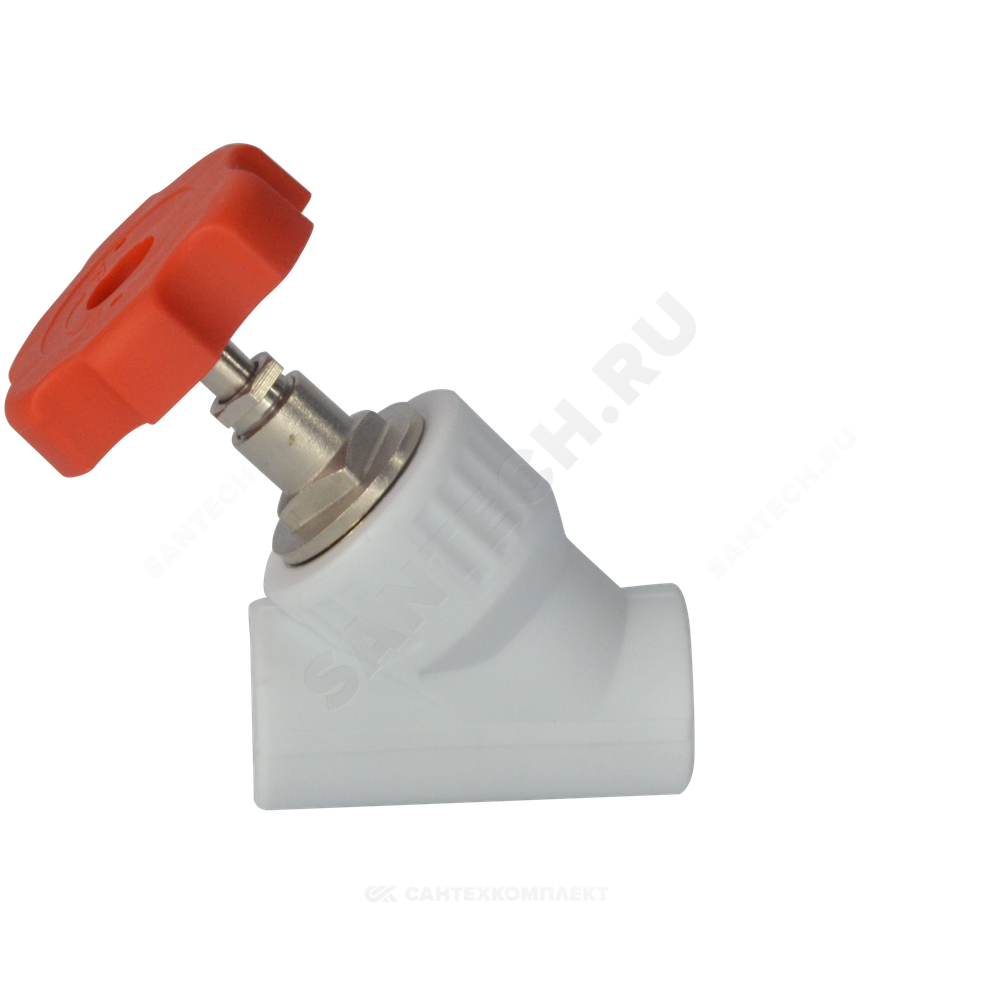 Клапан (вентиль) PP-R запорный белый Дн 25х45гр внутренняя пайка VALFEX 10174025