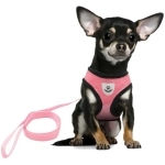 Шлейка с поводком 118см «Sweet puppy» размер L, цвет розовый, со светоотраж элементами