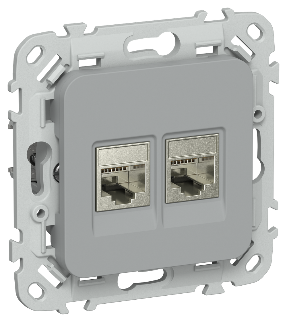 FLITE Розетка 2-местная компьютерная RJ45 категория 6 STP РК6-2-1-ФлС серый IEK