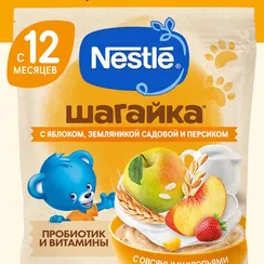 Каша молочная Nestle Шагайка Мультизлаковая яблоко земляника персик 190г