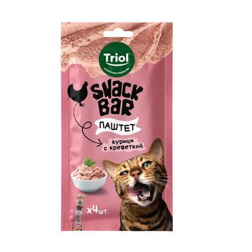 Triol Snack Bar Лакомство для кошек "паштет из курицы с креветкой", 40г