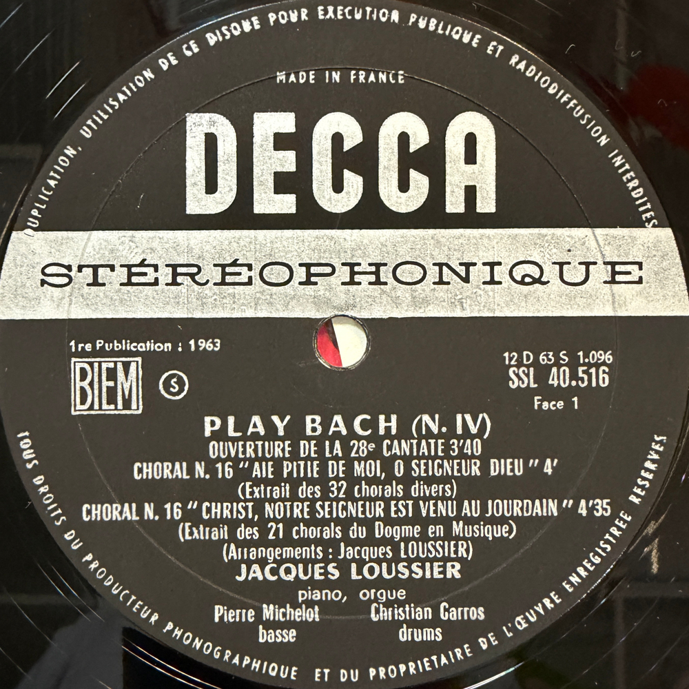 Jacques Loussier - Play Bach N° 4 (Франция 1963г.) Т