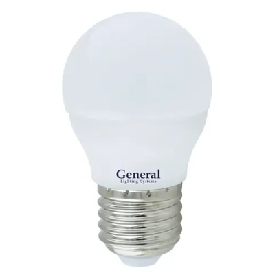 Лампа светодиодная GENERAL, E14, 10Вт, G45 (шар), 220В, 800Лм, 2700К (10/100)