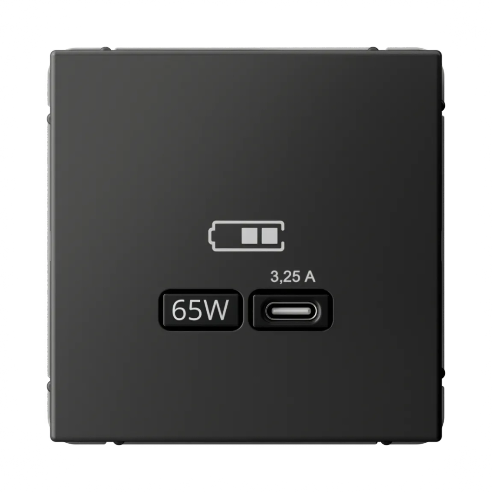 ARTGALLERY USB РОЗЕТКА тип-С 65Вт высокоскор.заряд. QC, PD, механизм, БАЗАЛЬТ