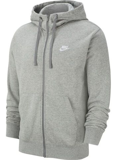 Мужская теннисная кофта Nike Sportswear Club Hoodie FZ FT - dark grey heather/matte silver/white