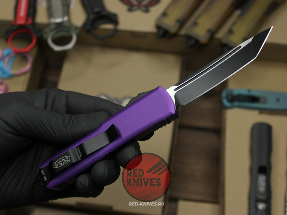 Нож Microtech UTX-85 A+++ Tanto T/E PURPLE - фиолетовая рукоять, черный клинок