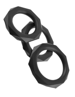 Набор граненых эрекционных колец Fantasy C-Ringz Silicone Designer Stamina (Цвет: черный)