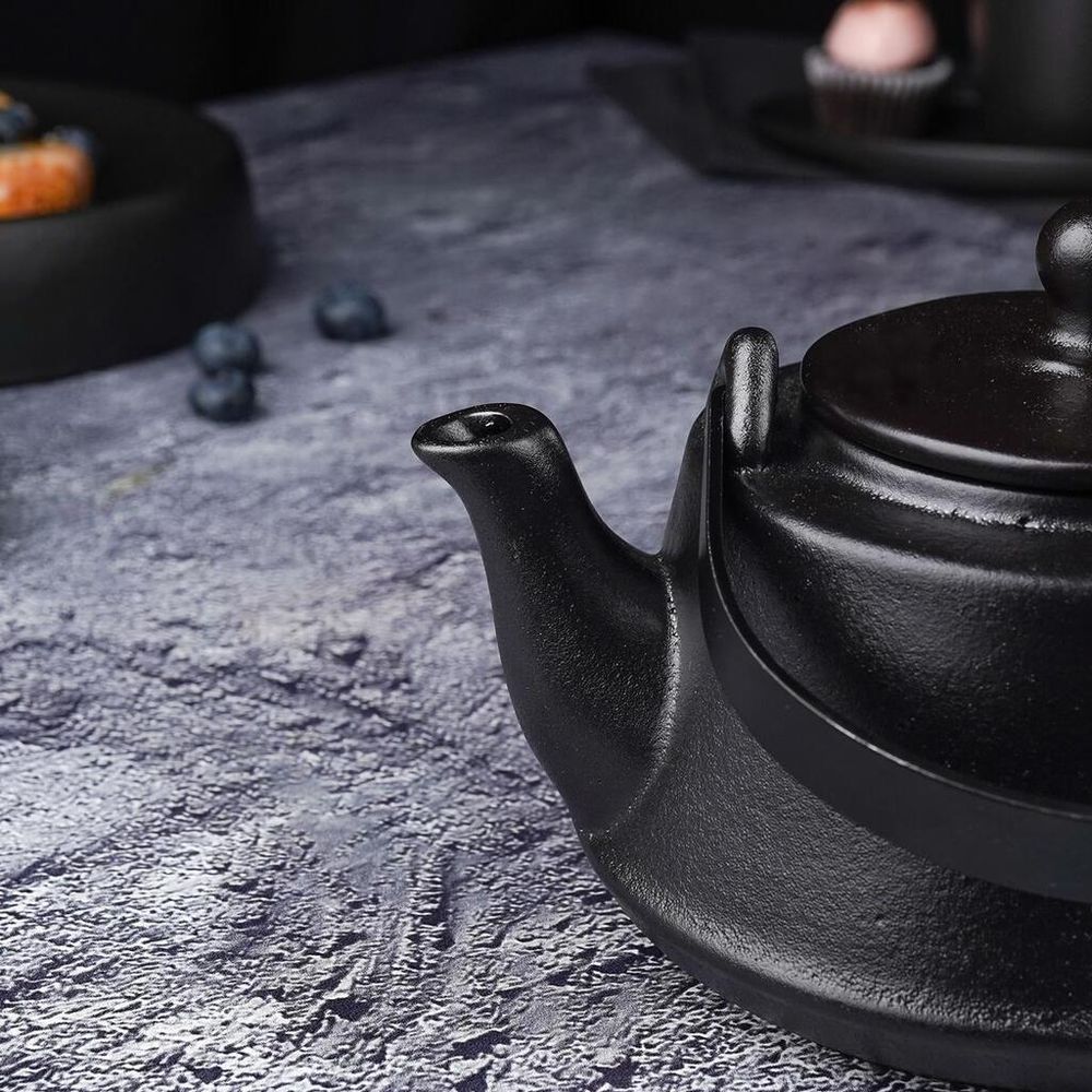 Чайник 600 мл d 14 см h8,5 см с ситом Smooth Black Raw Stellar P.L. Proff Cuisine [1]