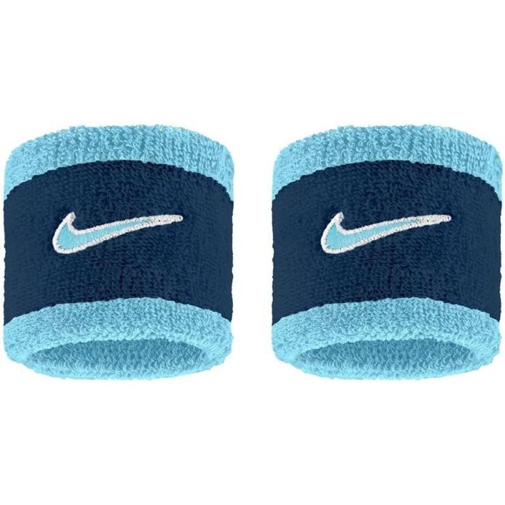 Напульсник теннисный Nike Swoosh 2P - aquarius blue/college navy/pale ivory