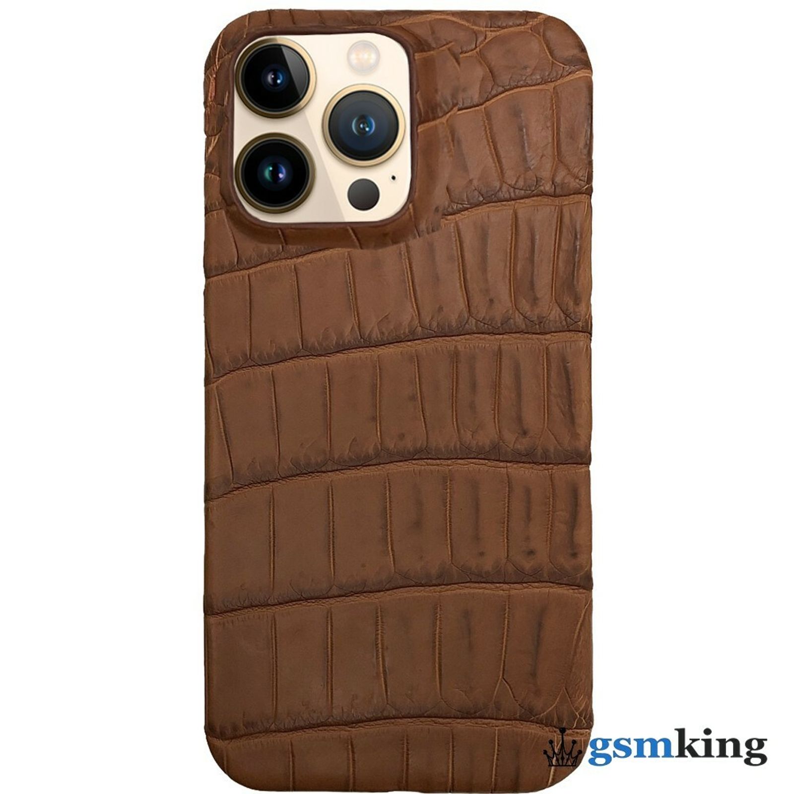 Leather Case for iPhone 13 Pro Croco Brown (Коричневый крокодил)