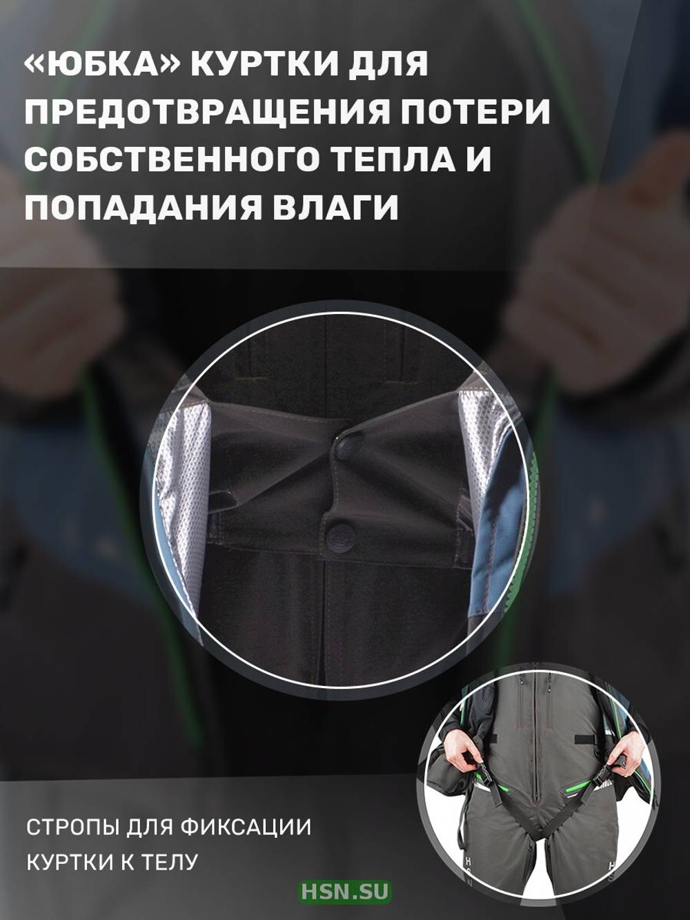 Костюм-поплавок мужской зимний "Rescuer V prosport"-45, hardguard, бирюза (зеленые молнии), ХСН