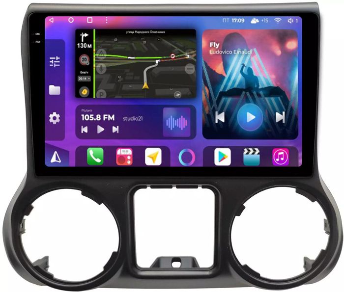 Магнитола для Jeep Wrangler 3 2014-2018 - FarCar BM10-2K-9566 монитор 10.36" 2K QLED на Android 14, Быстрая, CarPlay, 4G SIM-слот