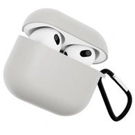 Чехол для Airpods 3 Gurdini силиконовый с карабином Серый