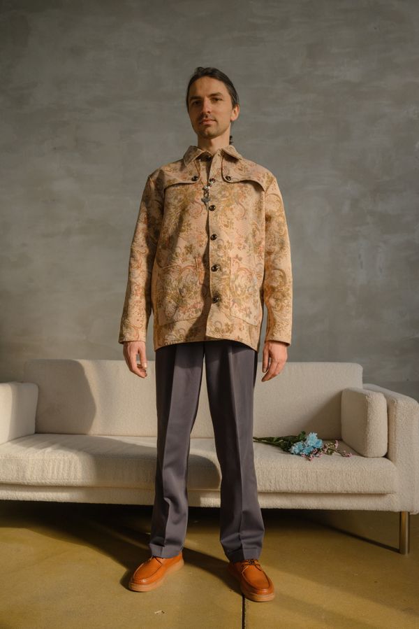Куртка из Антикварного Гобелена/Antique Gobelin Jacket бежевая - фото 3