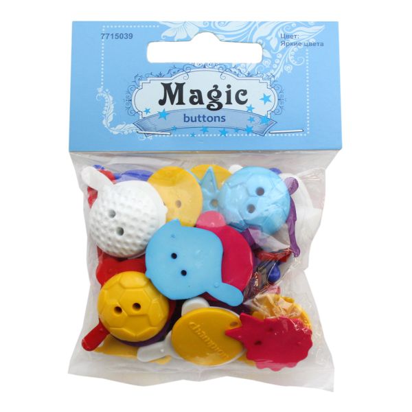 Украшения декоративные: пуговицы Спорт, 30 г, Magic Buttons (Яркие цвета) IBB52-W2