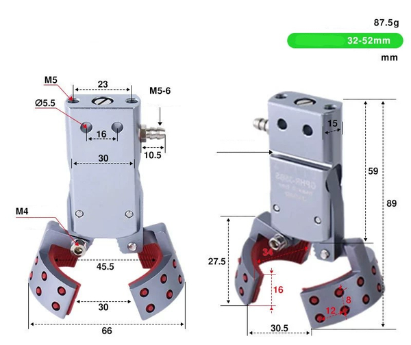 GHPR-35BS side air intake (clamping range: 32-52mm) with detection