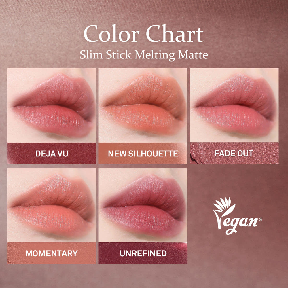 Hince, Slim Stick Melting Matte, матовый стик, SM003 Fade Out, 1,6 г (0,05 унции)